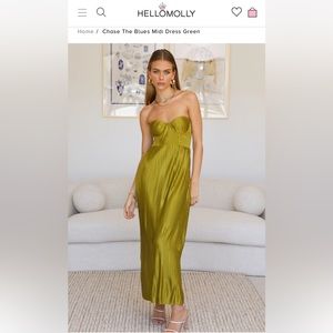 Hello Molly Chase the Blues Midi Dress Green - XS/UK 6 - Worn Once